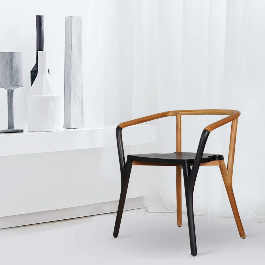 Solid Teak Wood Bitten Armchair Furniture Supplier