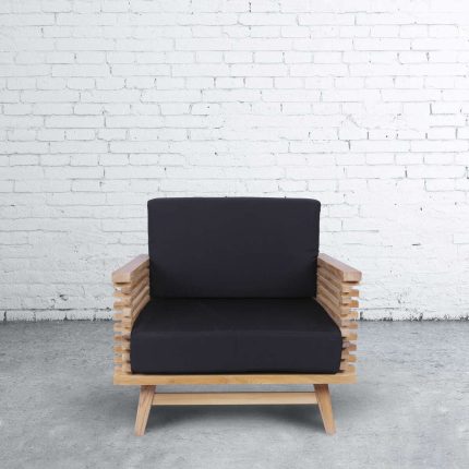 Solid Teak Wood Stripe Armchair Furniture Supplier