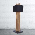 Solid Teak Wood Stripe Standing Lamp Furniture Supplier