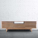 Solid Teak Wood Stripe TV Cabinet Furniture Supplier