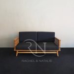 Teak Wood Stripe Sofa 2 Seater Furniture Supplier